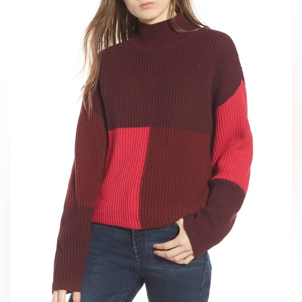BP. Mock Neck Colorblock Sweater - Size XS